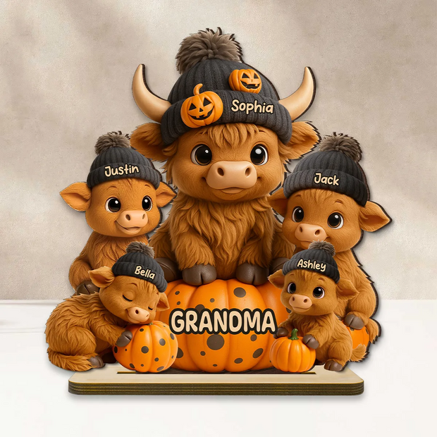 Mama Cow - Personalized Shape Wood Plaque - Halloween Gift For Mom