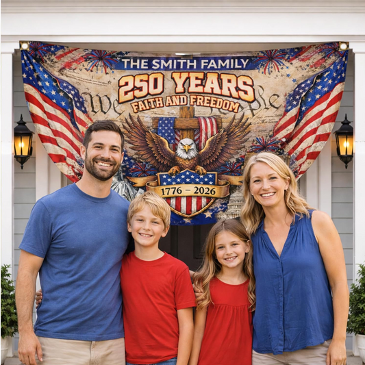 1776_2026 Birthday Fan Flag Custom Family Name_ Personalized 4th of July 250th Anniversary USA Outdoor Banner_ Patriotic Gift_ 250 Years Of Freedom Decor 003