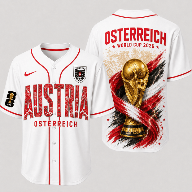 Austria World Cup 2026   - Personalized Baseball Jersey - Gift For Football Lovers, Sports Fans, Sports Lovers, World Cup