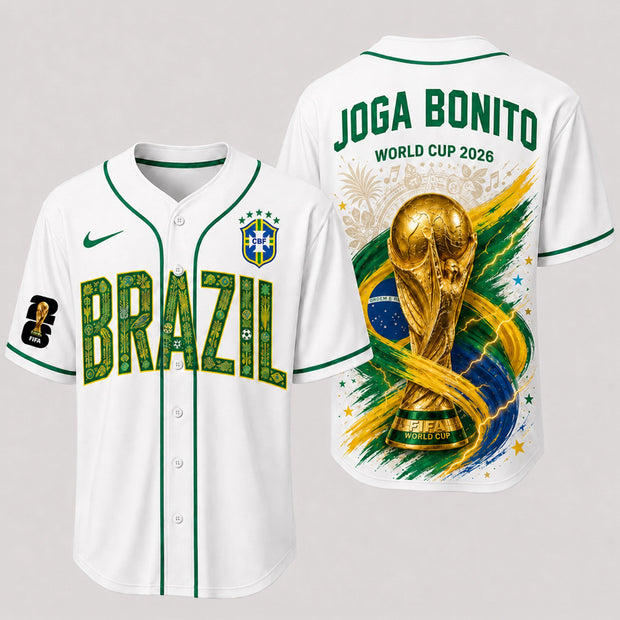 Brazil World Cup 2026  - Personalized Baseball Jersey - Gift For Football Lovers, Sports Fans, Sports Lovers, World Cup