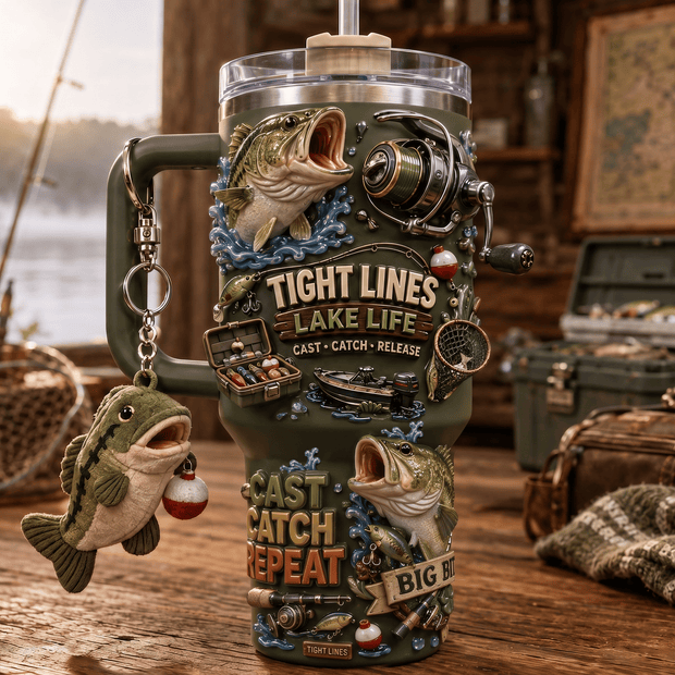 Tight Lines Cast Catch Repeat Gift For Fishing Lovers - Personalized Tumbler