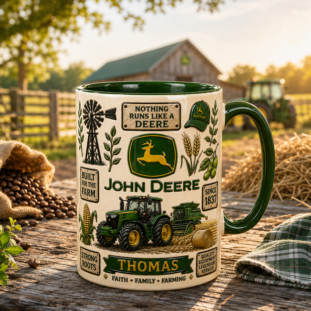 Faith, Family, Farming - Personalized Accent Mug - Gift For Farmers