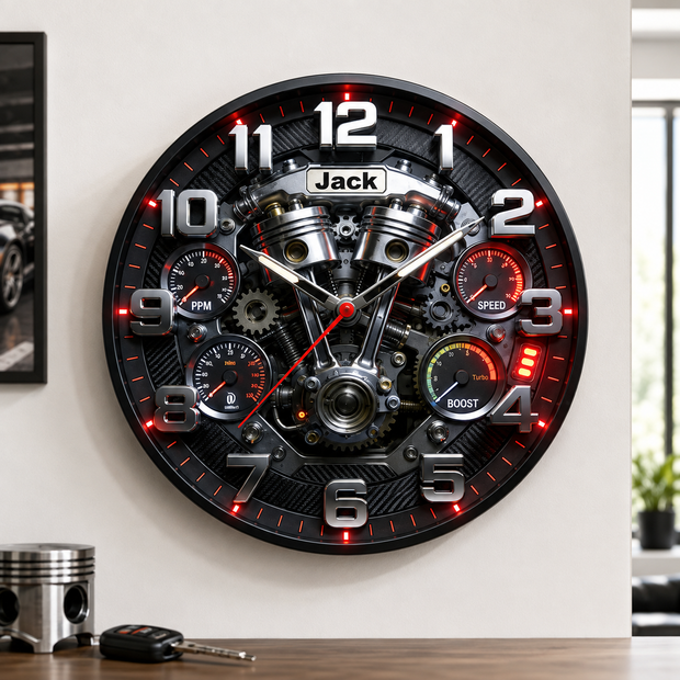 Best Engine - Personalized Wall Hanging Clock - Gift For Him