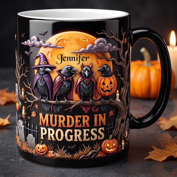 Raven Halloween Magic Mug - Personalized Accent Mug - Gifts For Halloween