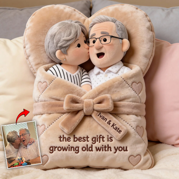 Custom Photo The Best Gift Is Growing Old With You Anniversary Gift For Couple - Personalized Shaped Pillow