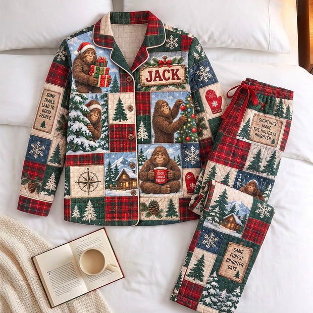 Bigfoot Forest Brighter Merry Christmas Gift For Family - Personalized Pajama