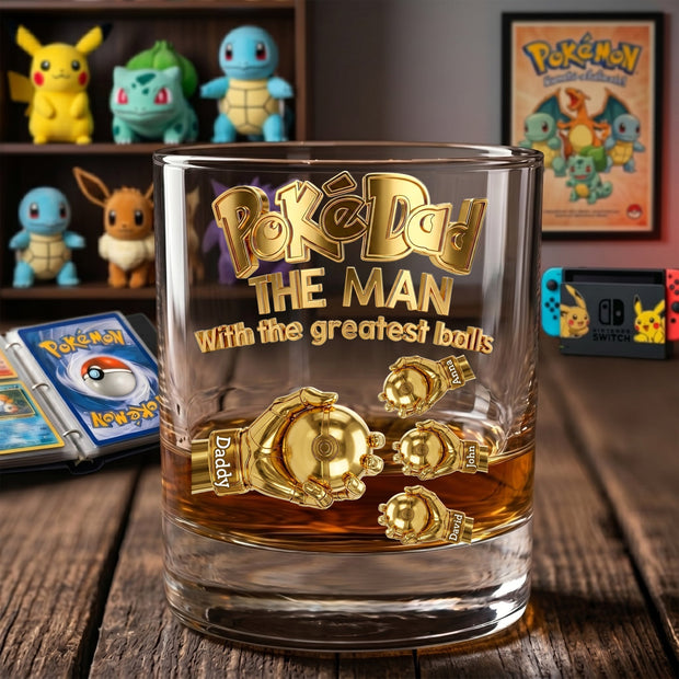 PoMo Pocket Monster Dad Fist Whiskey Glass - Personalized Whiskey Glass - Gift for Father's Day