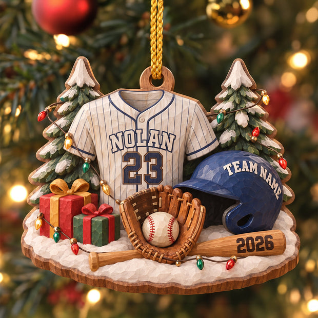 Batter Up Custom Name Christmas Gift For Sport Lovers - Personalized Acrylic Ornament HH02