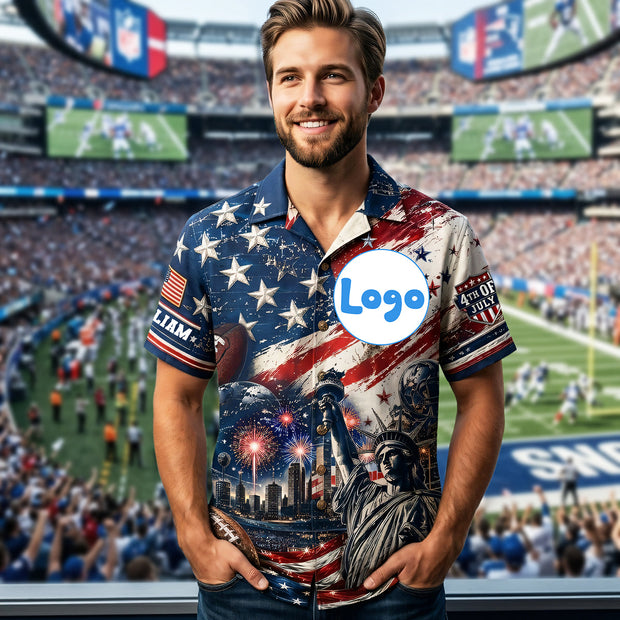 Proud American - Personalized Hawaiian Shirt - Anniversary Gift For Football Fans