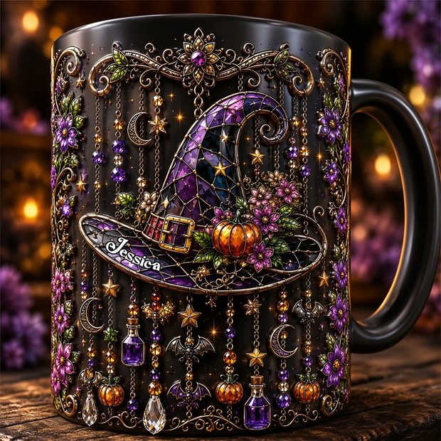 Custom Name The Witch Hat - Personalized Accent Mug - Halloween Gifts For Her