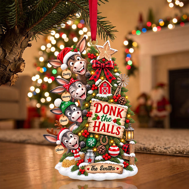 Clumsy Donkey Christmas Tree Ornament - Personalized Acrylic Ornament - Gifts For Family