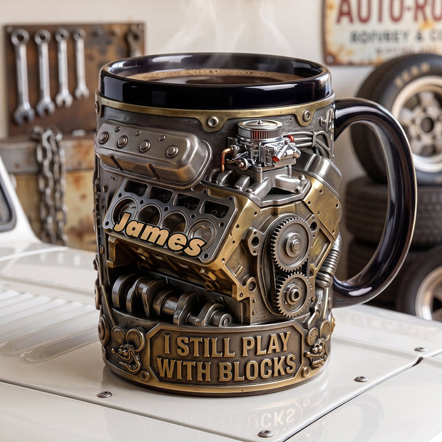 Hot Rod Engine - Personalized Accent Mug - Gift For Him, Hot Rod Lovers