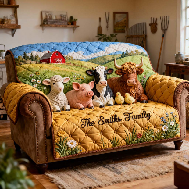 Farming Life - Personalized Quitled Sofa Cover - Gift For Farmers