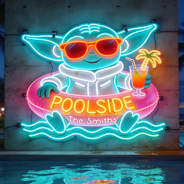 Stwa Welcome To Poolside   - Personalized  Neon LED Light Sign - Gift For Family