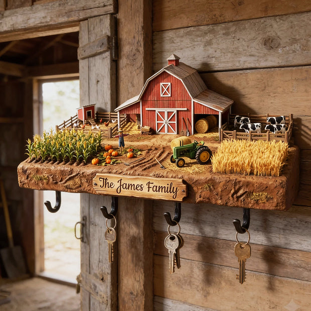 Farming - Personalized Shaped Hanging Rack - Gift For Farmers