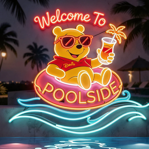 DSNY  Welcome To Poolside  - Personalized  Neon LED Light Sign - Gift For Family