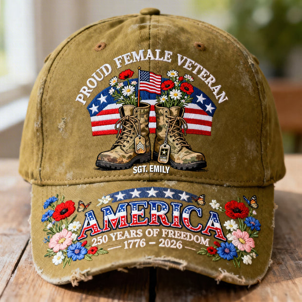 Proud American Female - Personalized Classic Cap - Gift For Veterans