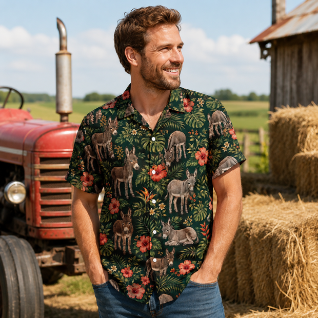 Cute Farm Donkey All -Personalized Hawaiian Shirt - Gift For Farmers