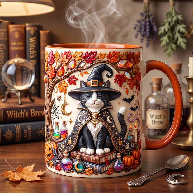 Cute Witch Cat Halloween Gift For Cat Lovers - Personalized Accent Mug