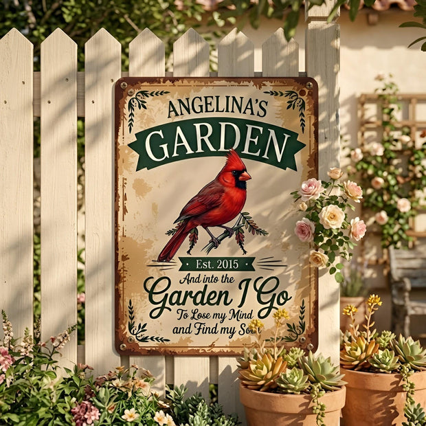 And Into the Garden I Go - Personalized Shaped Metal Sign - Gift For Garden Lovers