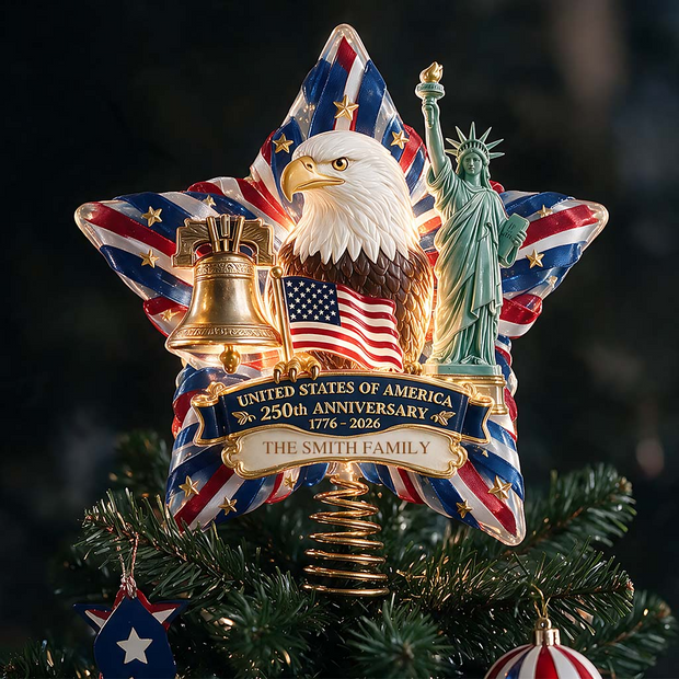 The 250th USA Patriotic Christmas Gift For Family - Personalized Tree Topper