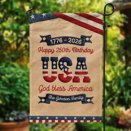 250_Years_Of_Freedom_Usa_Birthday_Faux_Pattern_Personalized_Flag_2