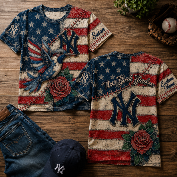 Patriotic Girl- Personalized Short Sleeve Tshirt - Gift For Baseball Fans