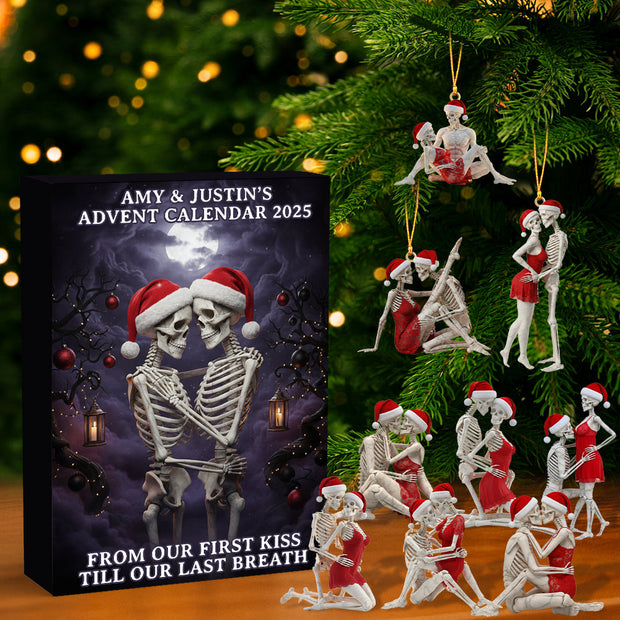 Funny First Kiss Till Last Breath Romantic Christmas Gifts For Couple - Personalized Box Advent Calendar
