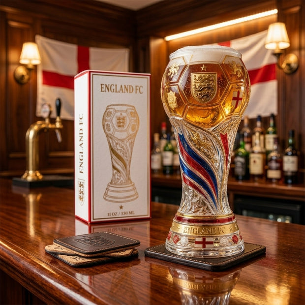 England Football Three Lions Commemorative - Personalized Trophy Beer Glass - Personalized Gifts For Football Lovers, Sports Fans, Sports Lovers, World Cup