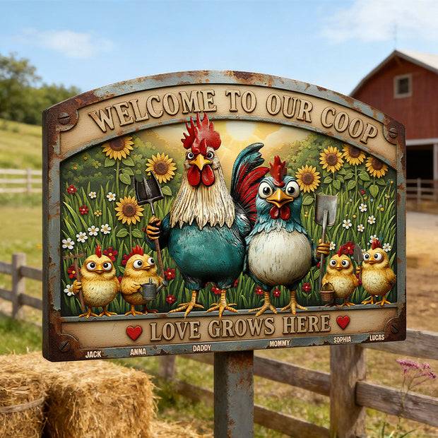 Chicken Coop  - Personalized Shaped Metal Sign -  Gift For Garden Lovers