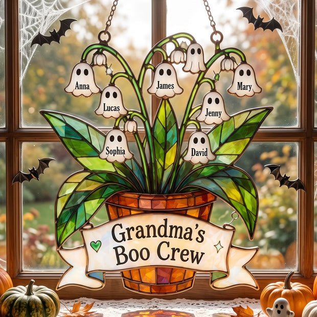 Ghost Grandma Lily Of The Valley - Personalized Window Hanging Suncatcher Ornament - Gift For Grandma