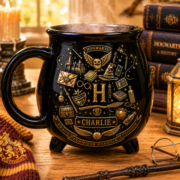 HaPo Magical Academy - Personalized Cauldron Coffee Mug - Halloween Gift For Movie Fans