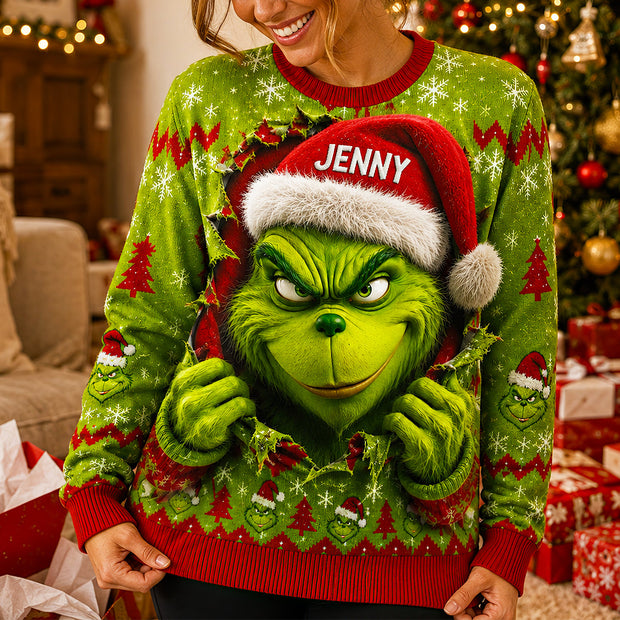 Grch Mischievous Santa Hat- Personalized Ugly Sweatshirt - Gift For Movies Fan