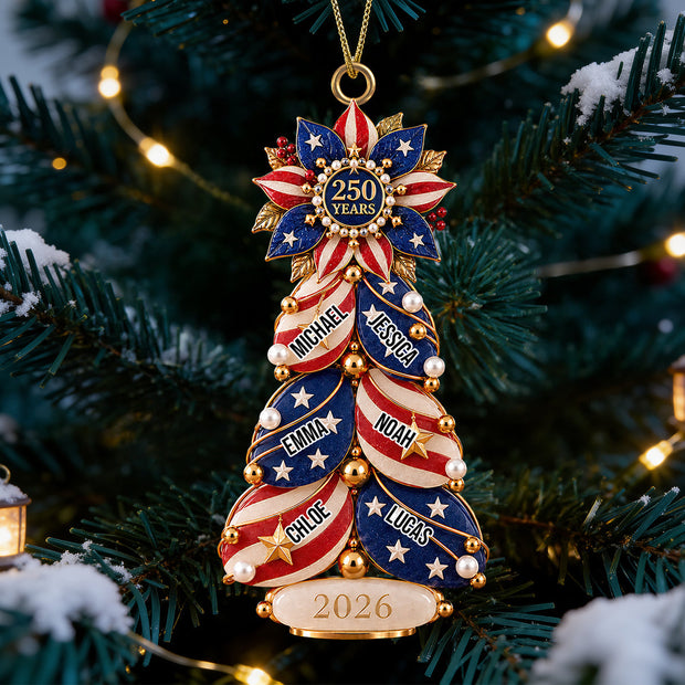 Patriotic Christmas Ornament Gift For Patriot, Family - Personalized Acrylic Ornament
