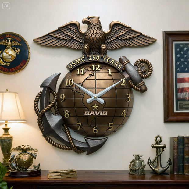 Celebrate 250 Years Of Service  - Personalized Wall Hanging Clock - Gift For Veterans