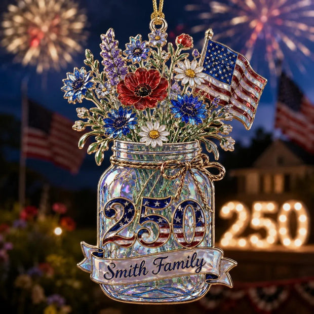 Wildflower America Hologram - Personalized Acrylic Ornament - Chrismas Gift For Family
