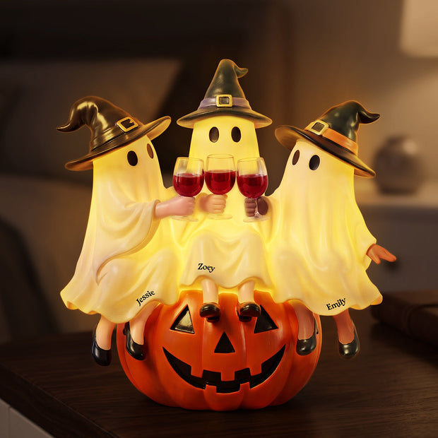 Spooky Ghost Friends - Personalized Acrylic Light Box - Halloween Gifts For Friends