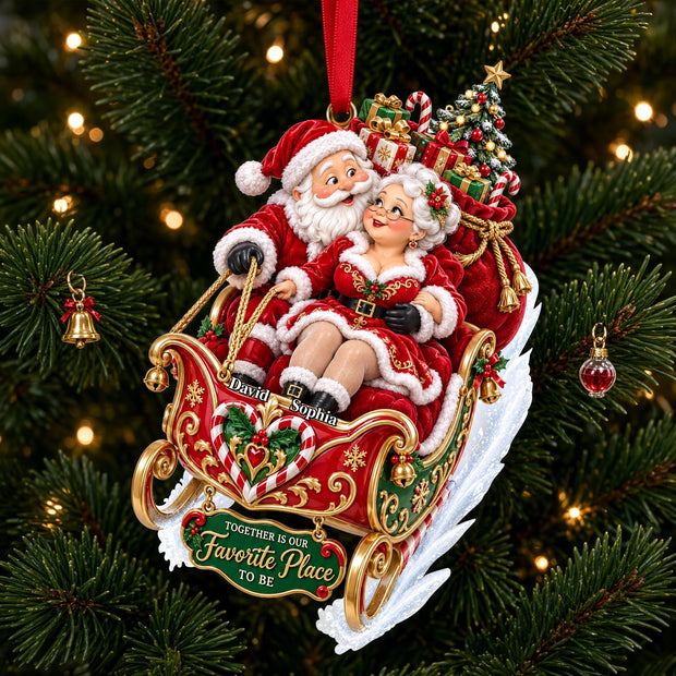 Santa Sleigh Couple Christmas Gift For Couple - Personalized Acrylic Ornament
