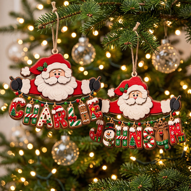 Santa Christmas Name Ornament Gift For Kids, Grandkids - Personalized Acrylic Ornament