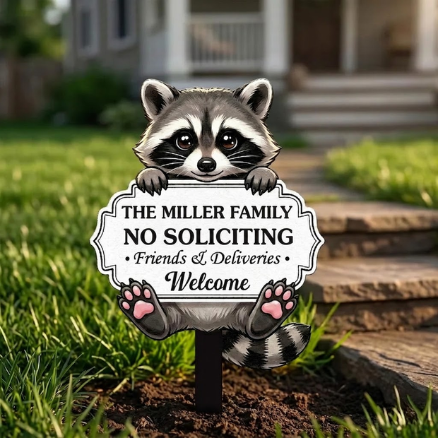 No Soliciting Outdoor Metal Sign - Personalized Shaped Metal Sign - Gift For Family