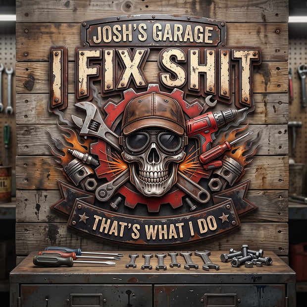 Deadly Mechanic - Personalized Shaped Metal Sign - Gift For Him