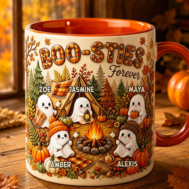 Boo-Sties Forever Fall Camping Coffee Mug - Personalized Accent Mug - Gift For Besties