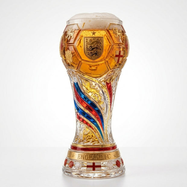 England Football Three Lions Commemorative   - Personalized Trophy Beer Glass - Personalized Gifts For Football Lovers, Sports Fans, Sports Lovers, World Cup