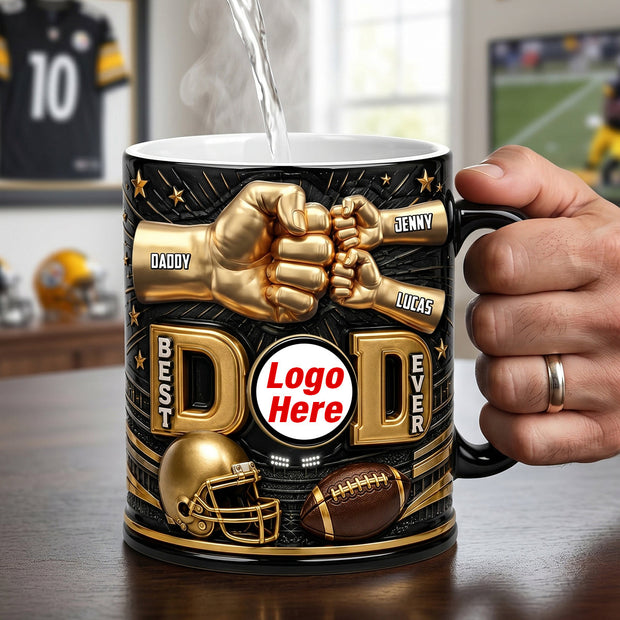 American Football Best Dad Ever Magic Coffee Mug - Personalized Accent Mug/Magic Mug -  Gift for Father's Day