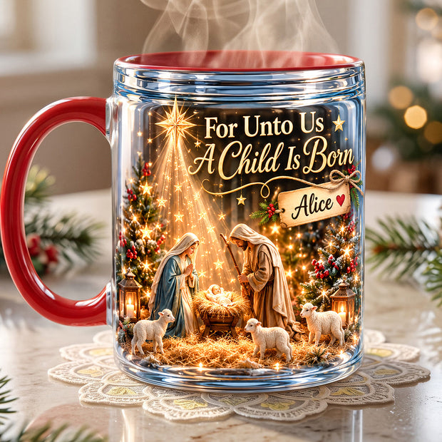 Holy Night Christmas Coffee Mug - Personalized Accent Mug - Gifts For Christian
