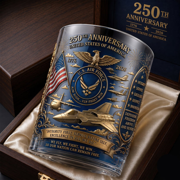 USA 250th Anniversary   - Personalized Whiskey Glass - Gift For Veterans