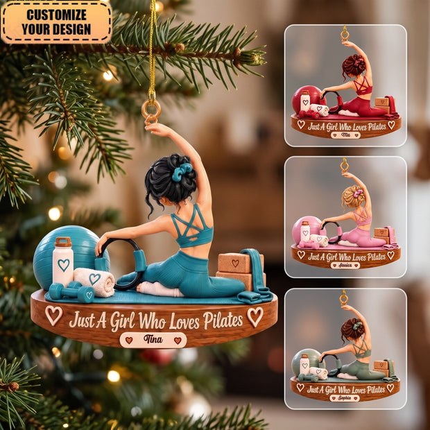 Just A Girl Who Loves Pilates Christmas Gift For Her - Personalized Acrylic Ornament