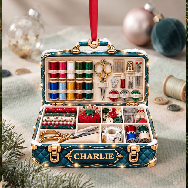 Sewing Box Custom Name Christmas Gifts For Her, Sewing Lovers - Personalized Acrylic Ornament