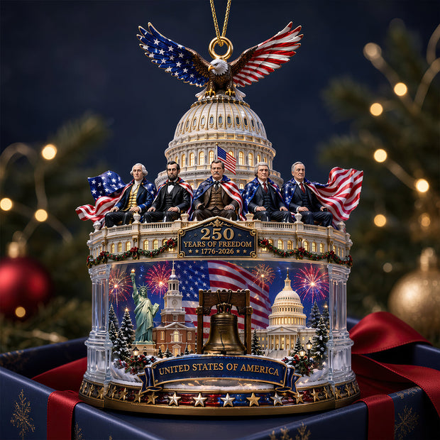 Free Dome United States Of America Patriotic Christmas Gifts For Family - Personalized Acrylic Ornament