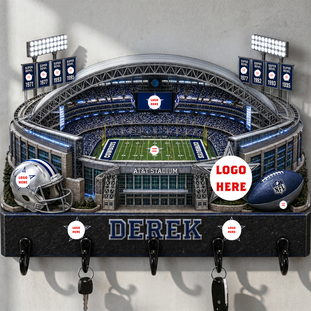 NFL Pro Football Stadium   - Personalized Shaped Hanging Rack - Gift For Football Fans